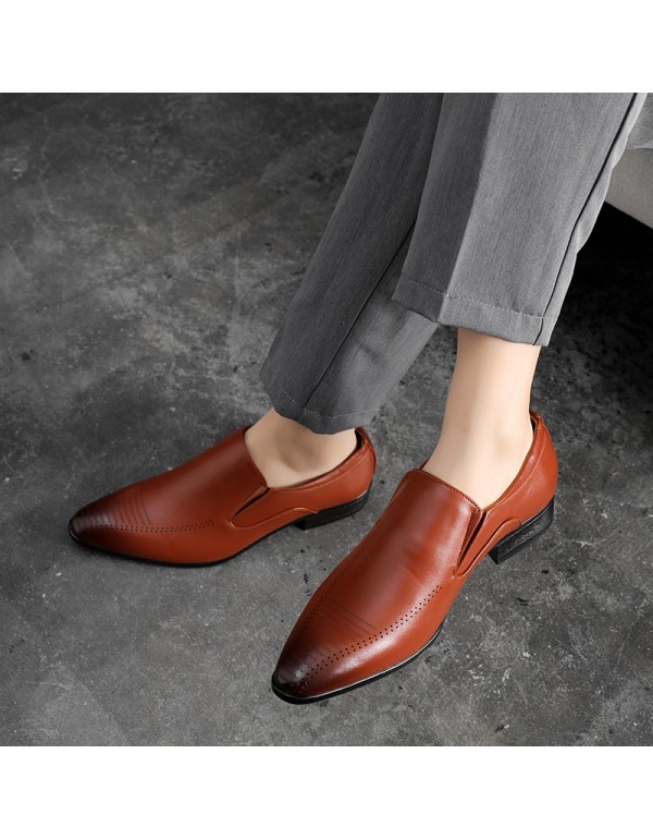 Youth retro pointed leather shoes, fashion men's shoes, carved leather shoes and men's business shoes 