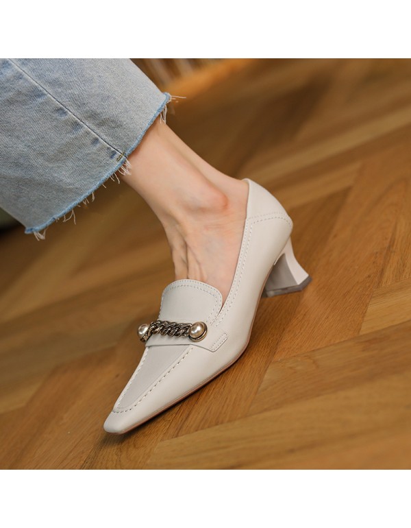 9318-10 sheepskin small square head high heels wom...